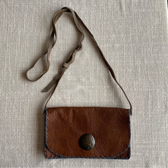 Handmade Leather Crossbody Purse Cardholder Bag Hand-Stitched - Picture 10 of 12